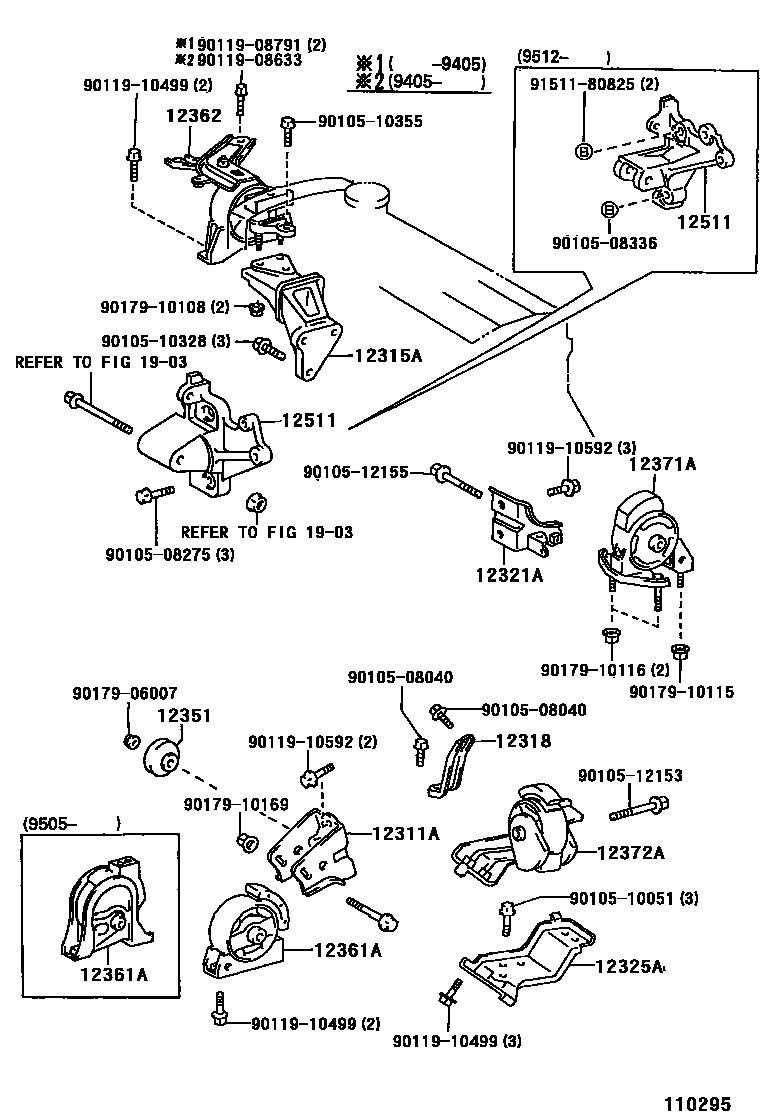 Toyota COROLLA Engine Mounting EPC diagram — 110295