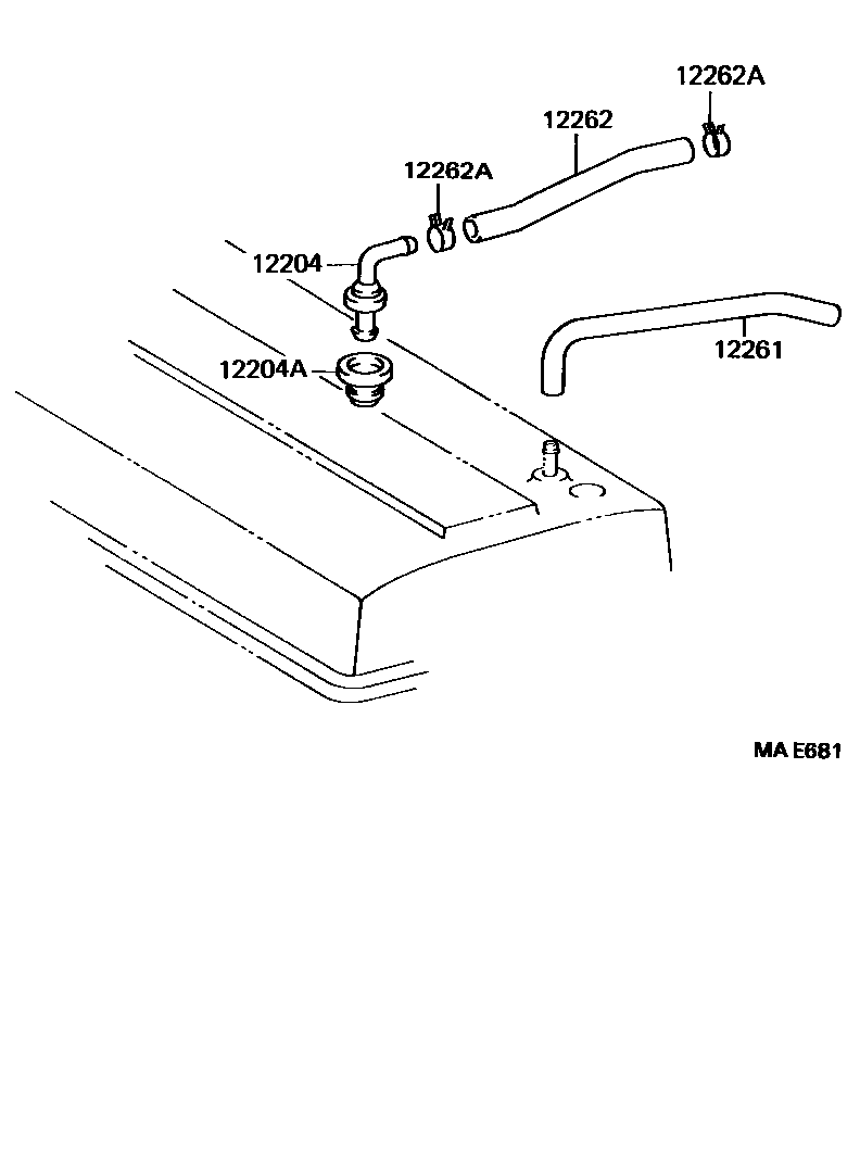 Toyota COROLLA Ventilation Hose EPC diagram — MAE681