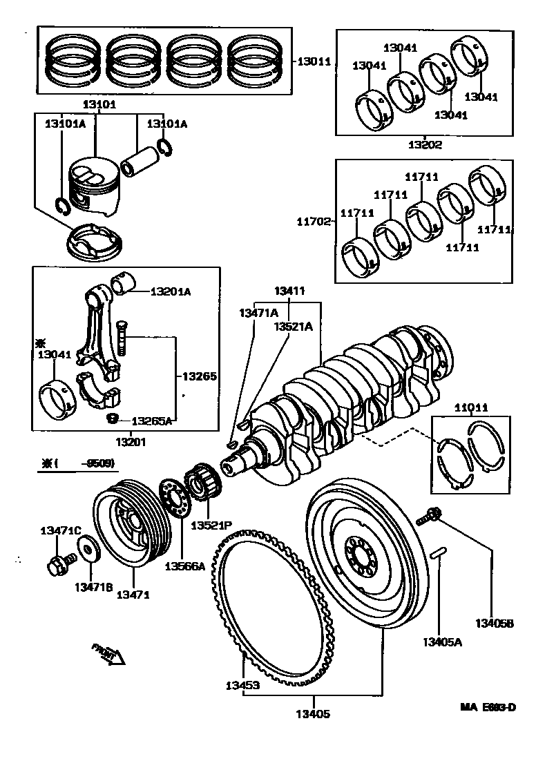 Toyota COROLLA Crankshaft & Piston EPC diagram — MAE693D