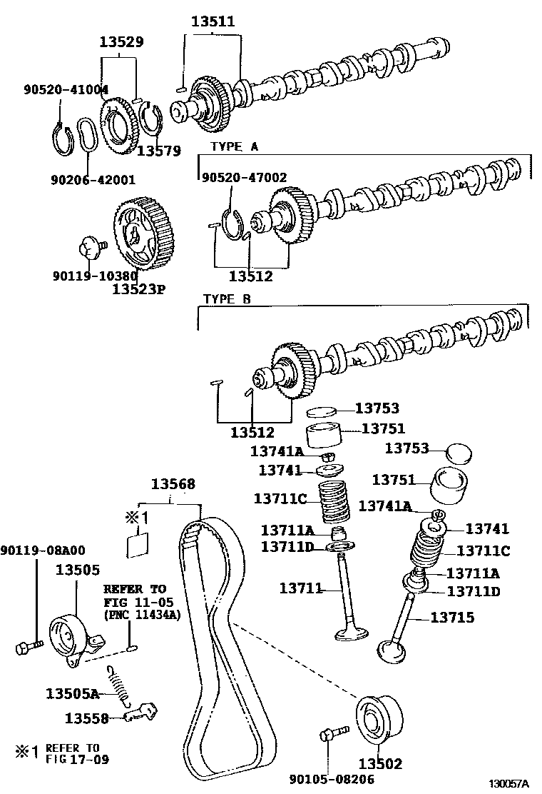 Toyota COROLLA Camshaft & Valve EPC diagram — 130057A