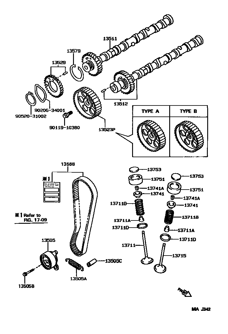 Toyota COROLLA Camshaft & Valve EPC diagram — MAJ342