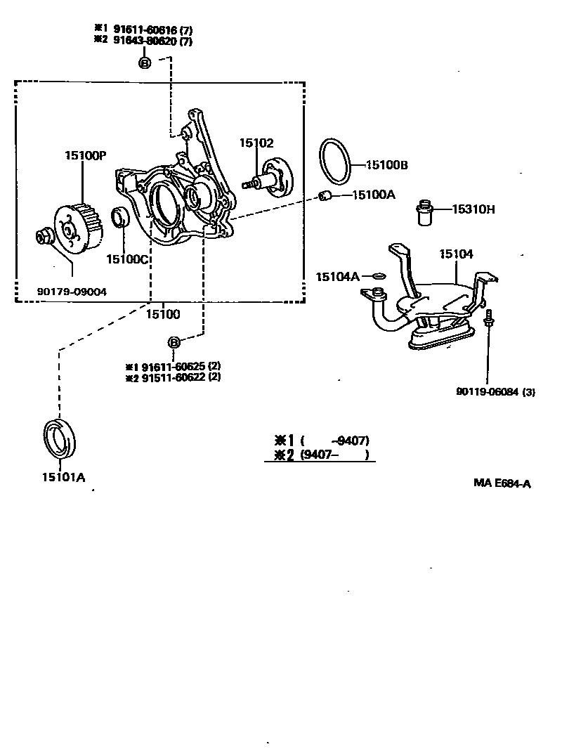 Toyota COROLLA Engine Oil Pump EPC diagram — MAE684A