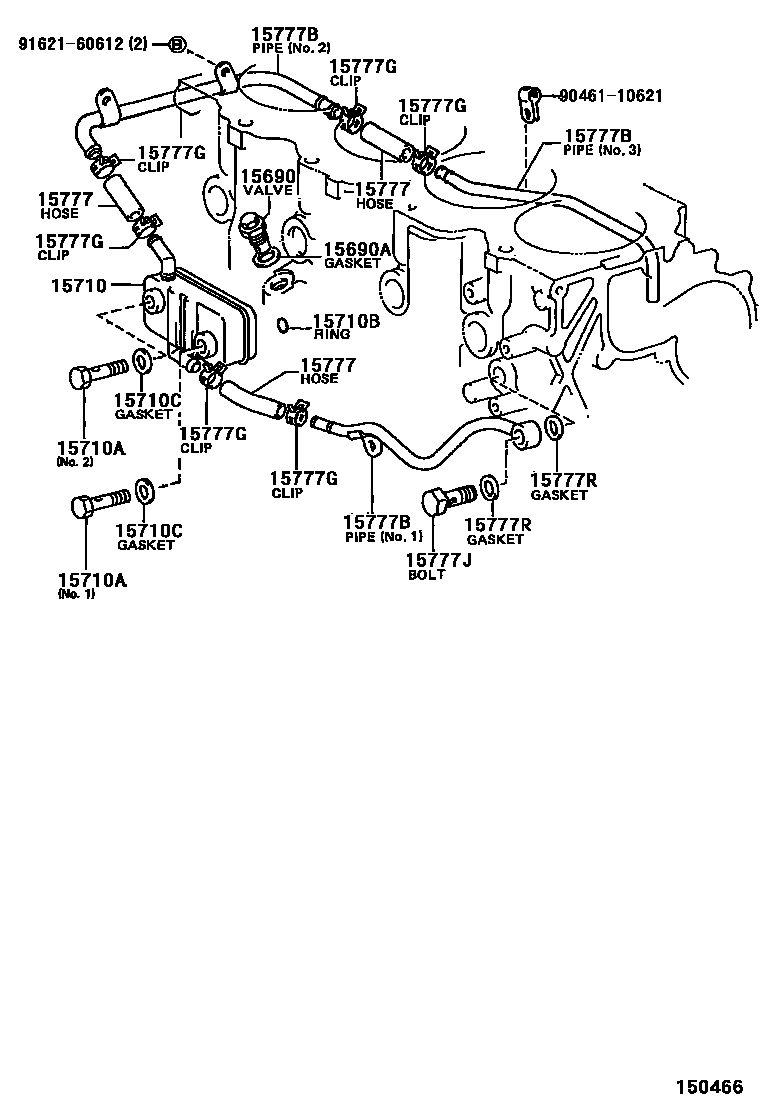 Toyota COROLLA Engine Oil Cooler EPC diagram — 150466