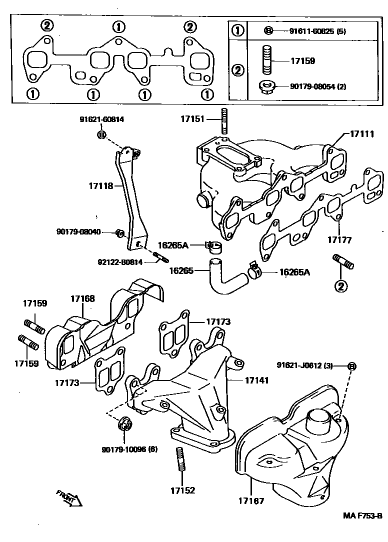 Toyota COROLLA Manifold EPC diagram — MAF753B
