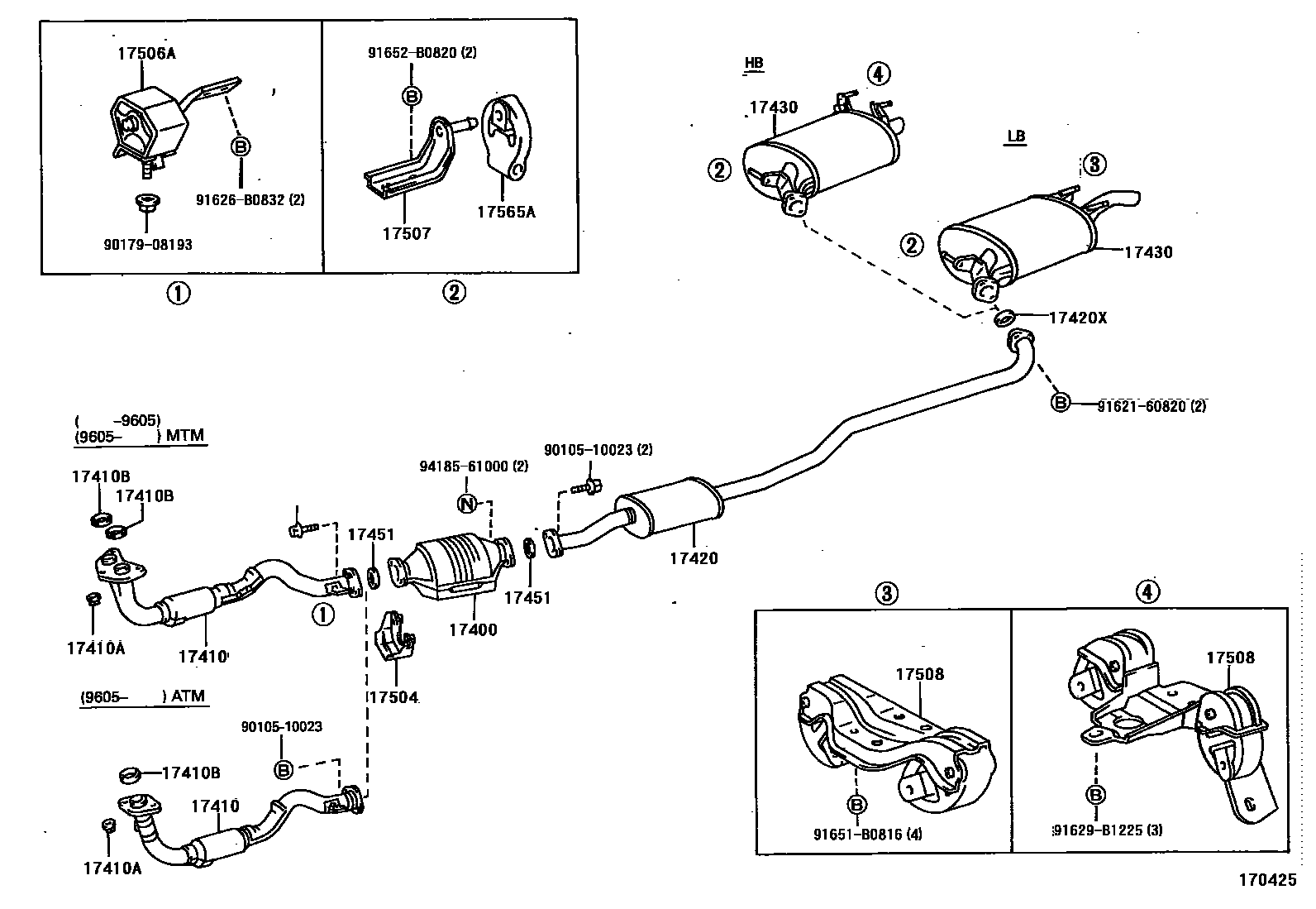 Toyota COROLLA Exhaust Pipe EPC diagram — 170425