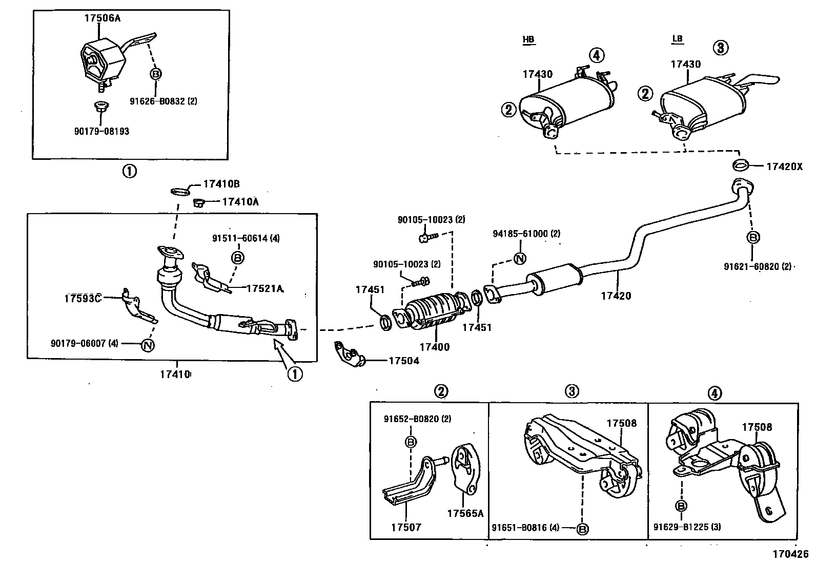 Toyota COROLLA Exhaust Pipe EPC diagram — 170426