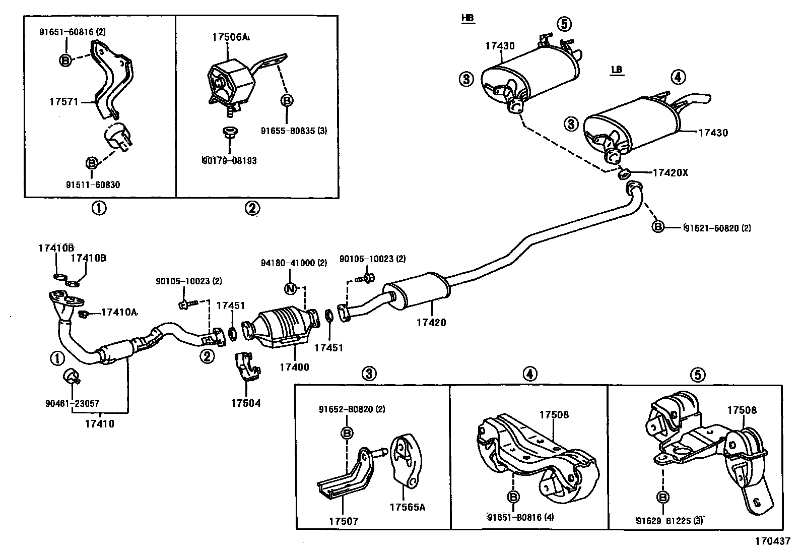 Toyota COROLLA Exhaust Pipe EPC diagram — 170437