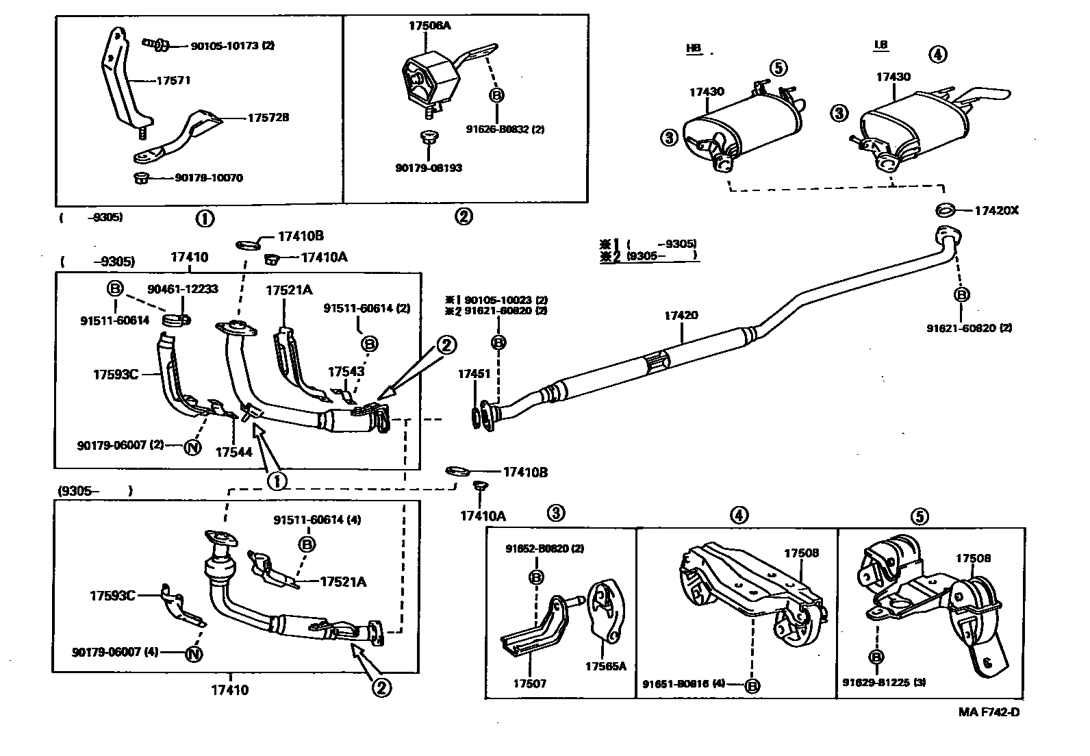 Toyota COROLLA Exhaust Pipe EPC diagram — MAF742D