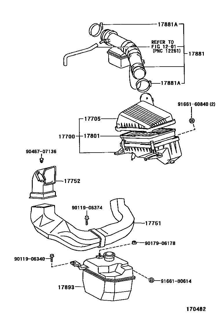 Toyota COROLLA Air Cleaner EPC diagram — 170482