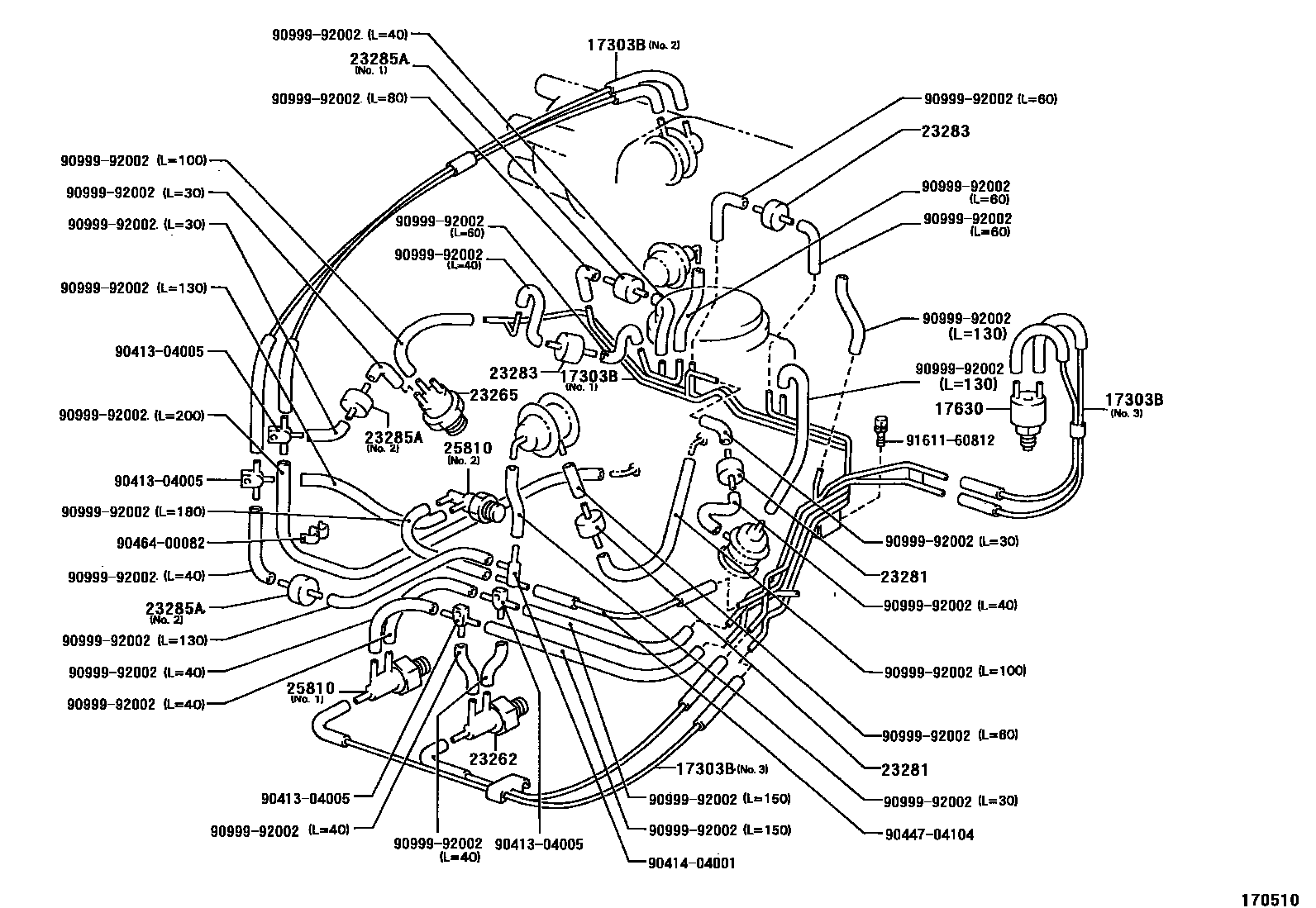Toyota COROLLA vacuum tube EPC diagram — 170510