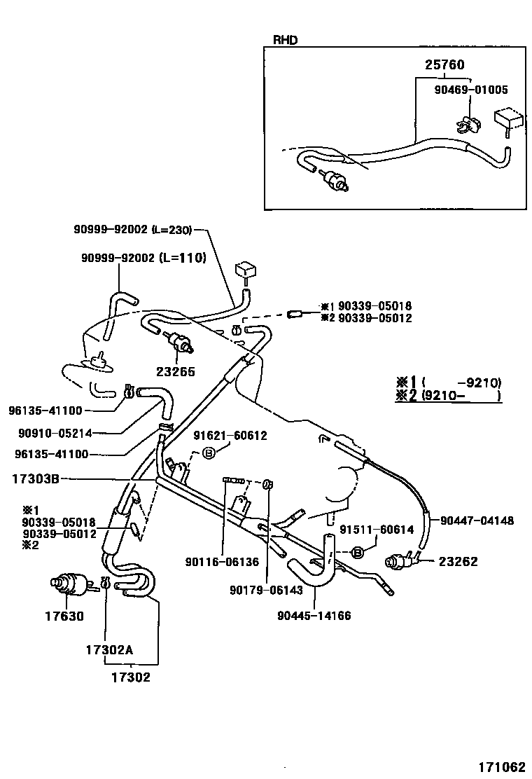 Toyota COROLLA vacuum tube EPC diagram — 171062