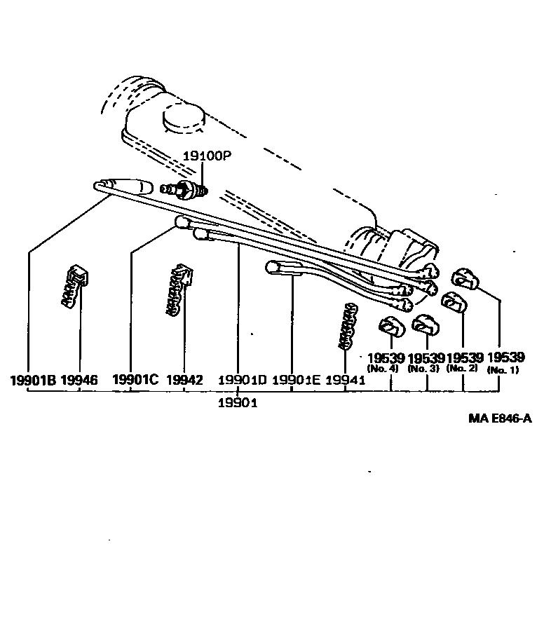 Toyota COROLLA 点火线圈和火花塞 EPC diagram — MAE846A