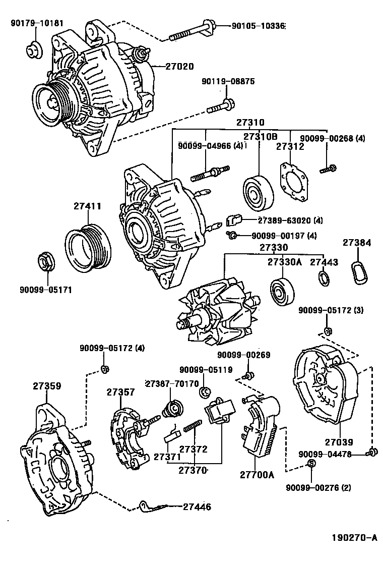 Toyota COROLLA Alternator EPC diagram — 190270A