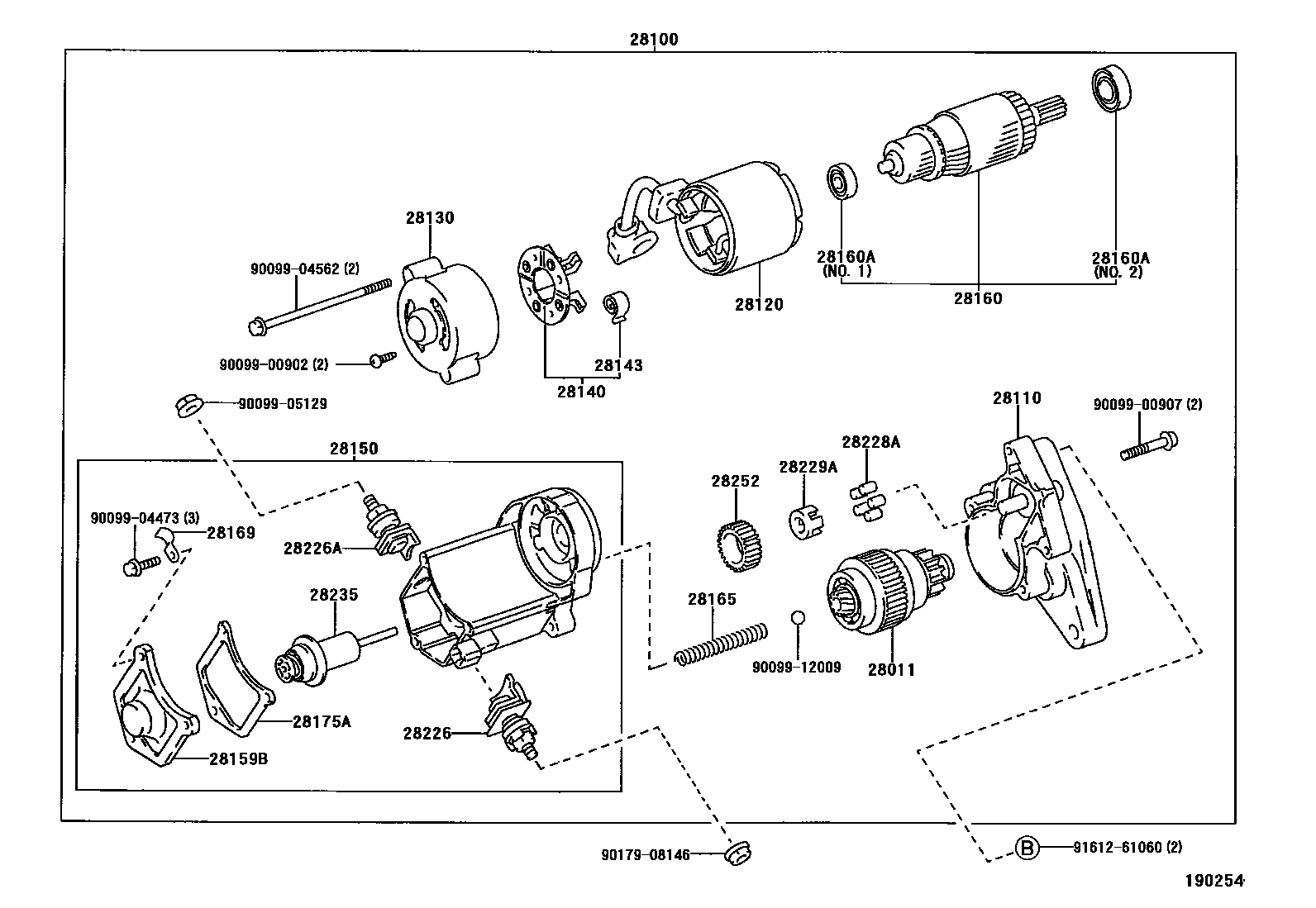 Toyota COROLLA 起动机 EPC diagram — 190254