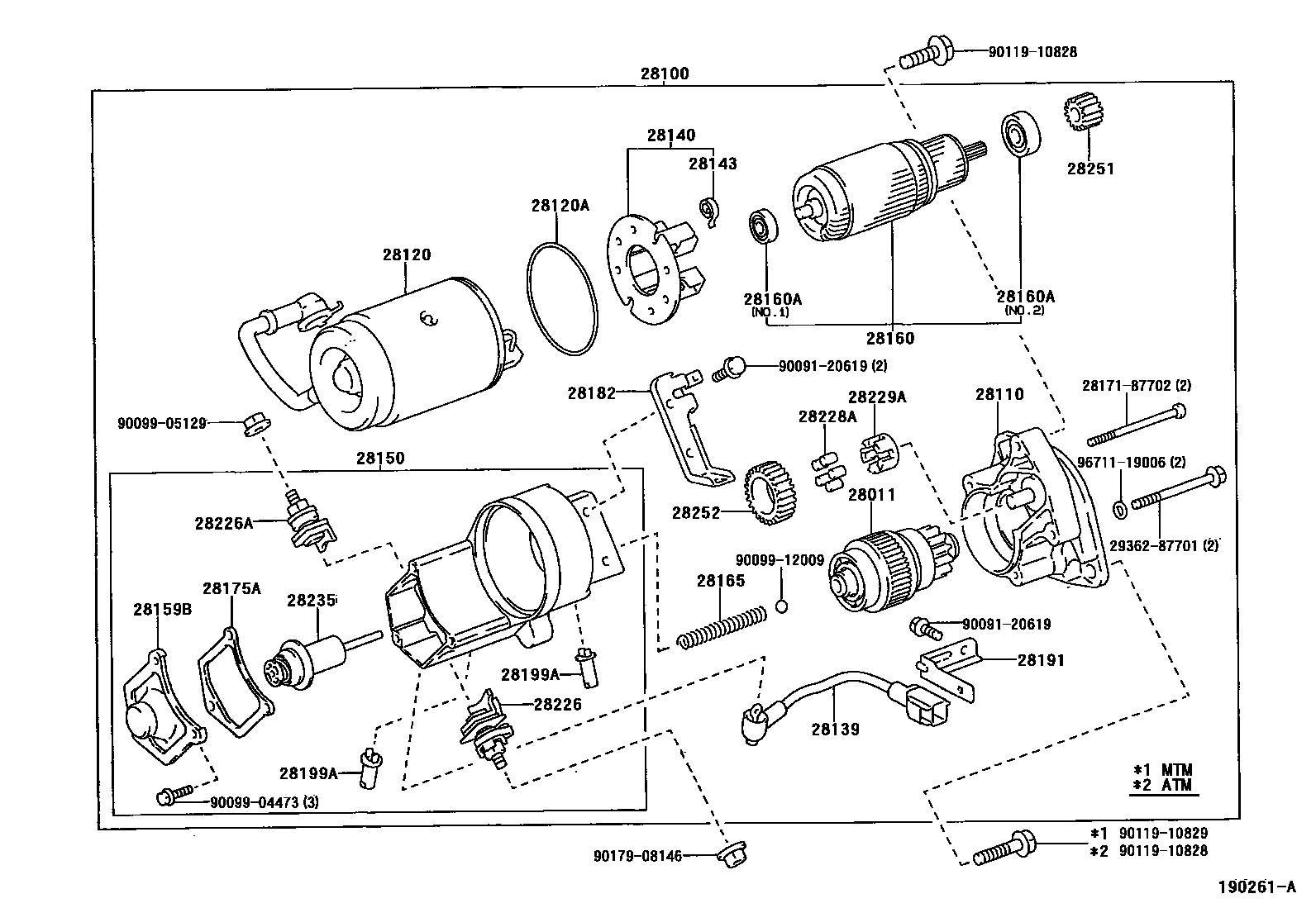 Toyota COROLLA 起动机 EPC diagram — 190261A