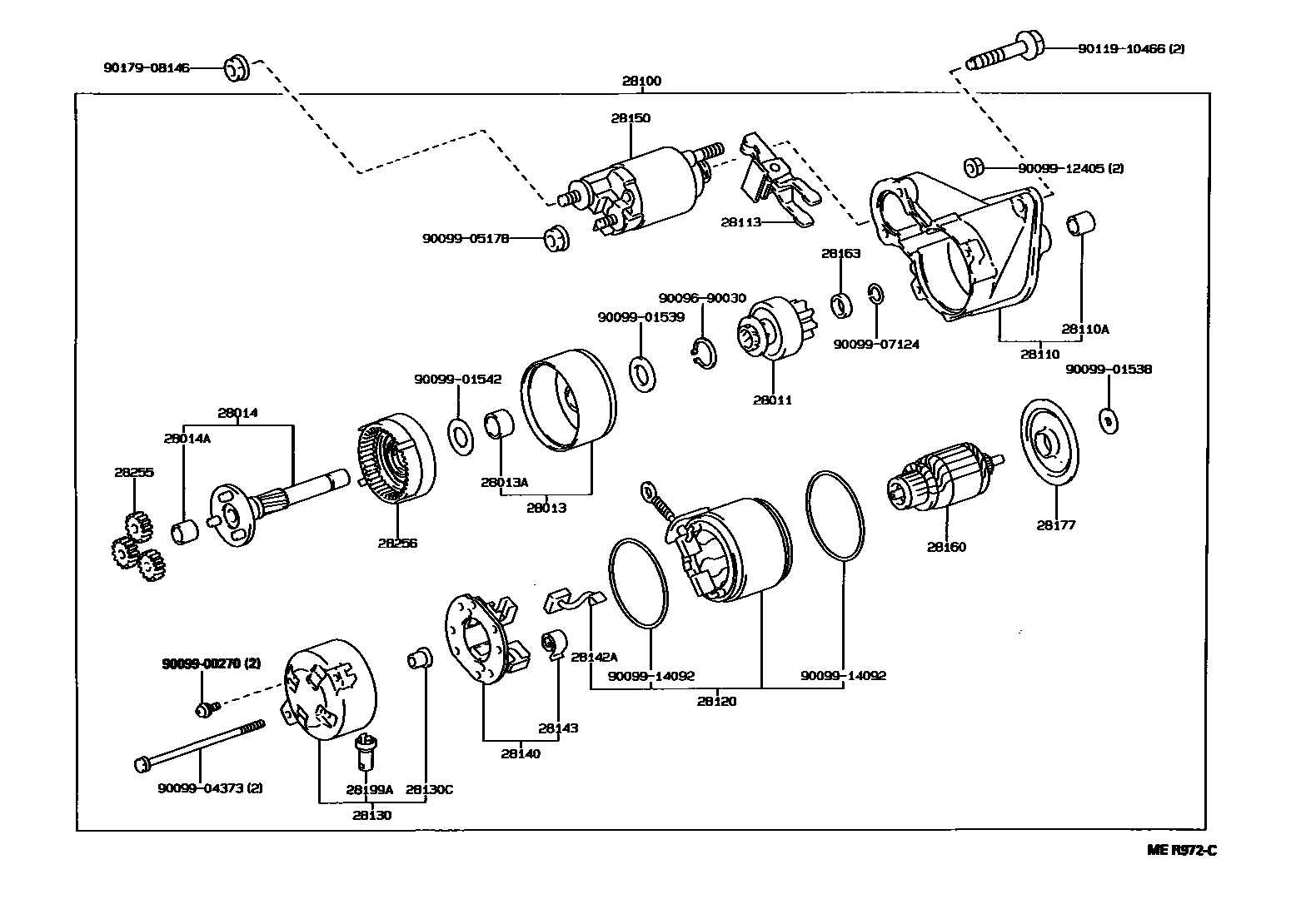 Toyota COROLLA 起动机 EPC diagram — MER972C