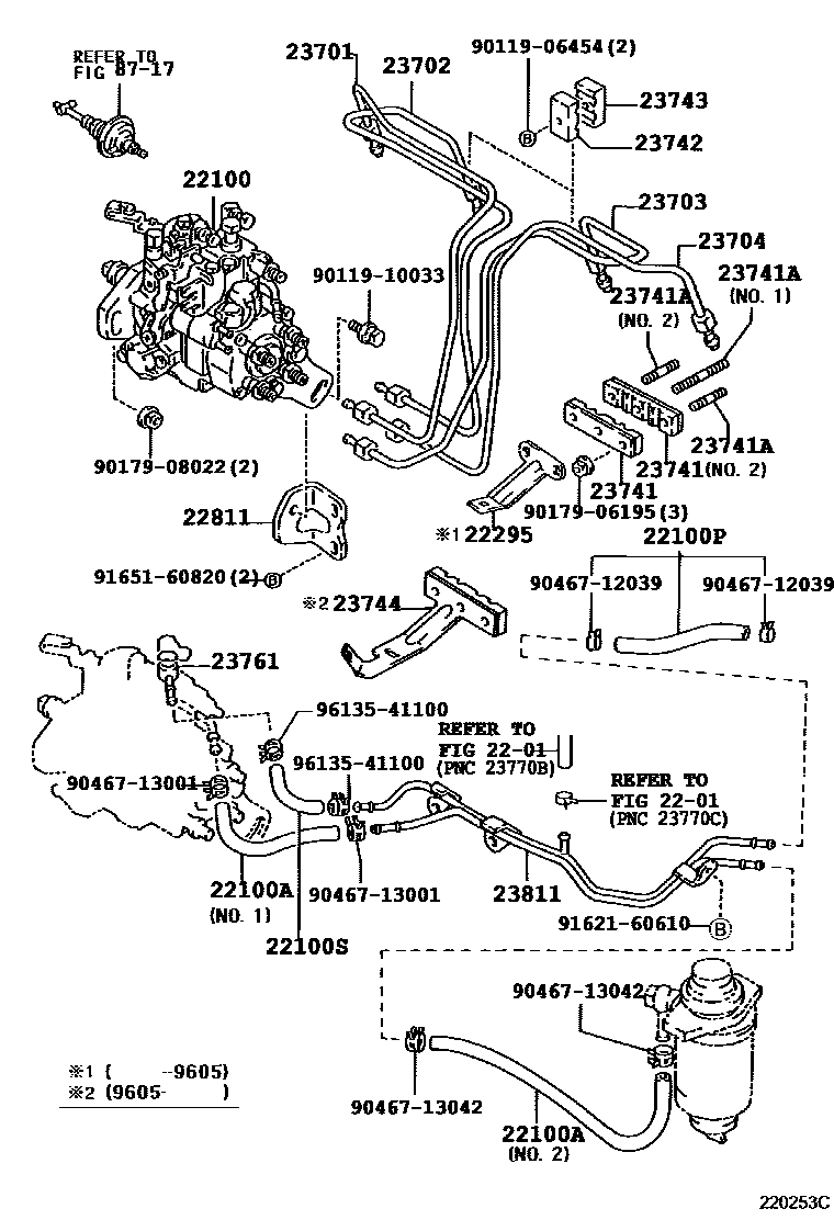 Toyota COROLLA 喷油泵总成 EPC diagram — 220253C