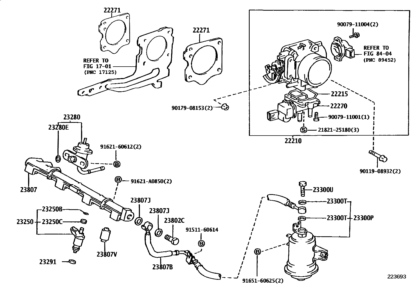 Toyota COROLLA 燃油喷射系统 EPC diagram — 223693