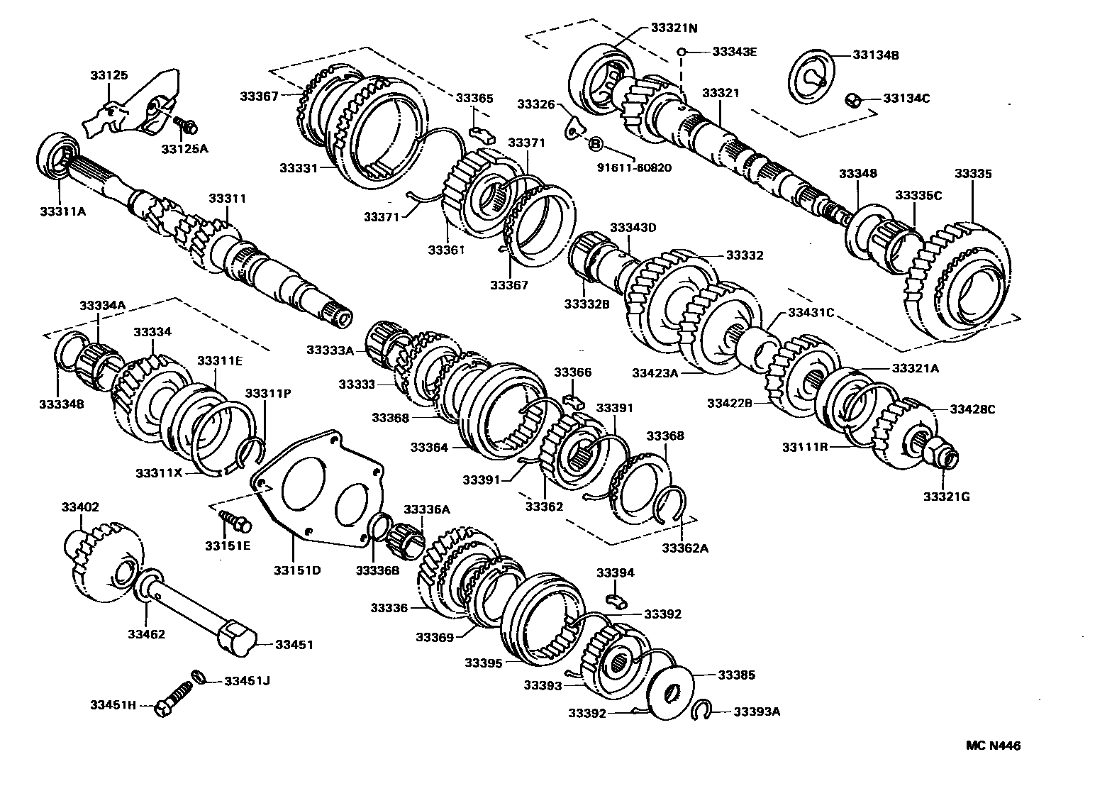 Toyota COROLLA 变速器齿轮(MTM) EPC diagram — MCN446