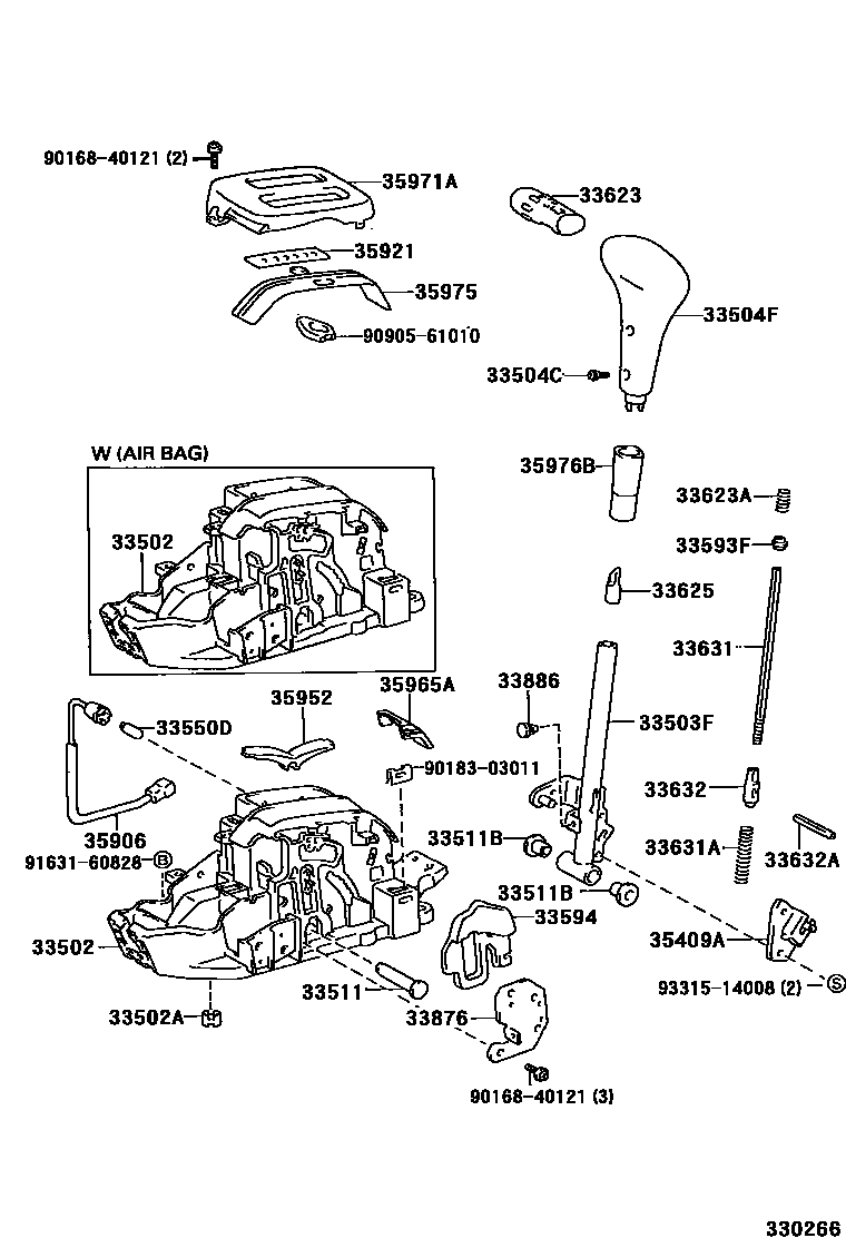 Toyota COROLLA Shift Lever & Retainer EPC diagram — 330266