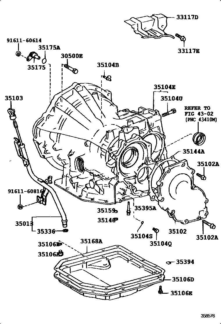 Toyota COROLLA 变速器壳和油底壳(ATM) EPC diagram — 358576