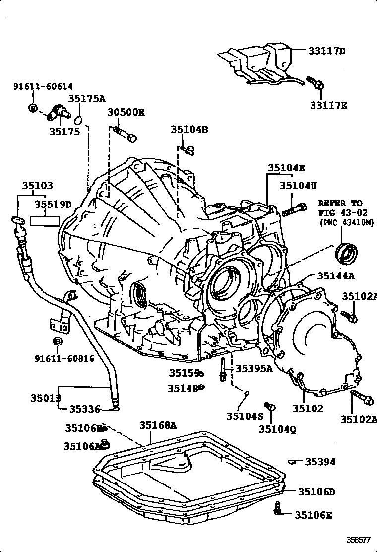 Toyota COROLLA 变速器壳和油底壳(ATM) EPC diagram — 358577