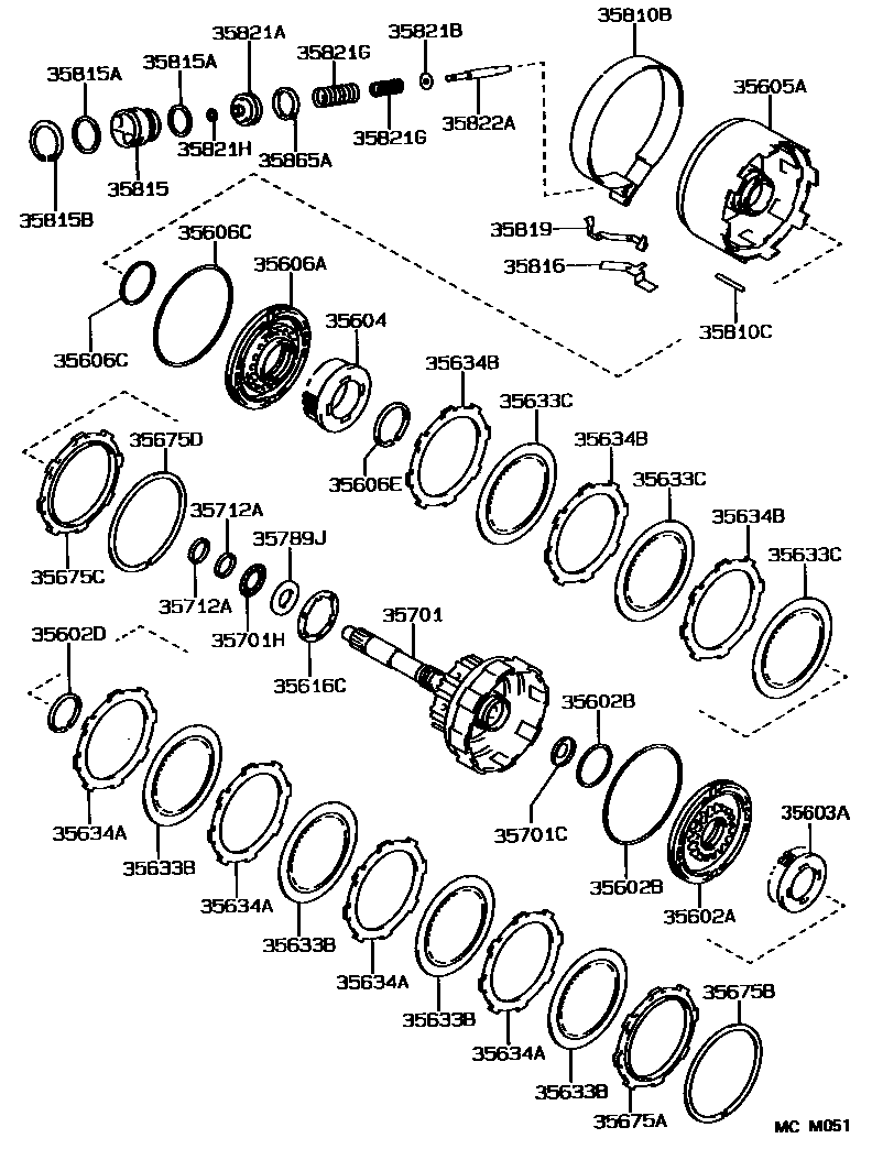 Toyota COROLLA 制动带和多片式离合器(ATM) EPC diagram — MCM051