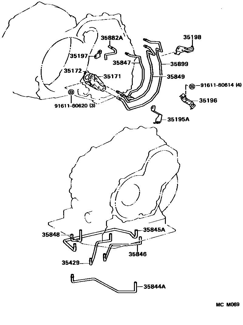 Toyota COROLLA 阀体和滤油网(ATM) EPC diagram — MCM069