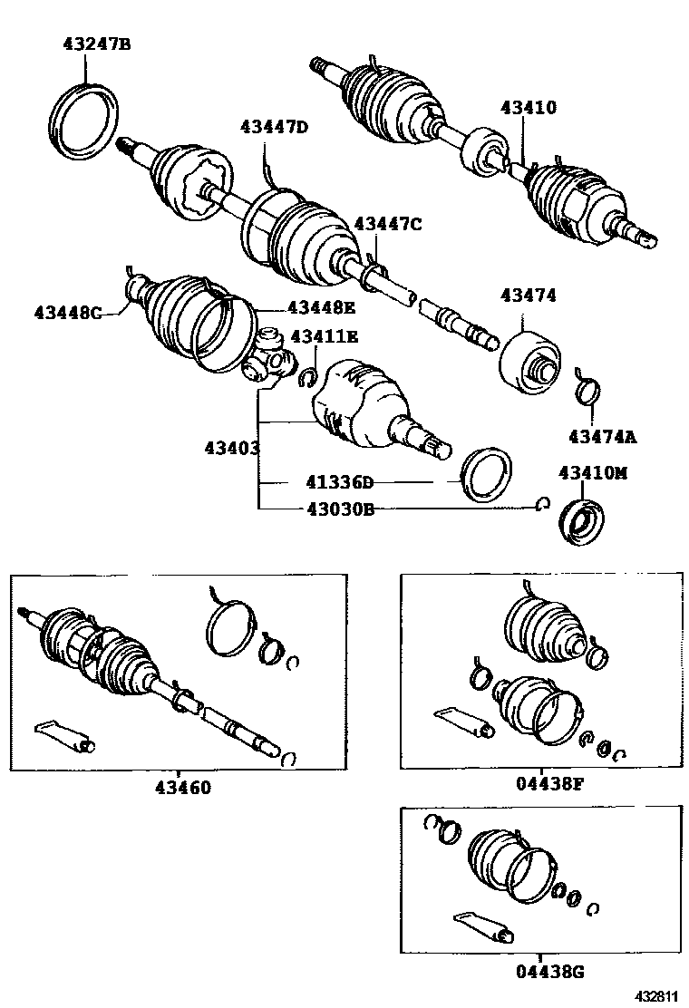 Toyota COROLLA Front Drive Shaft EPC diagram — 432811