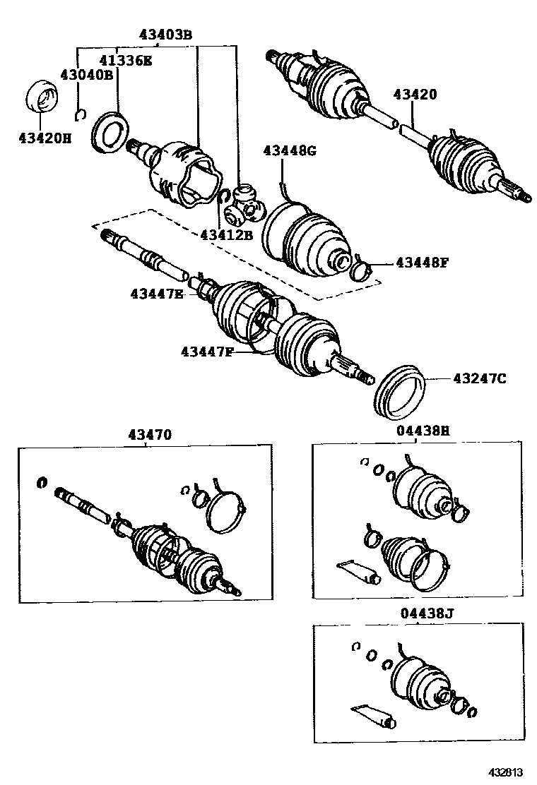 Toyota COROLLA Front Drive Shaft EPC diagram — 432813