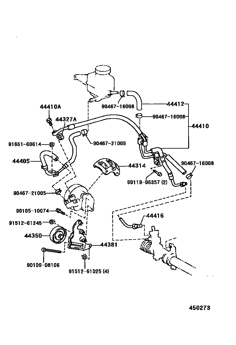 Toyota COROLLA 动力转向配管 EPC diagram — 450273