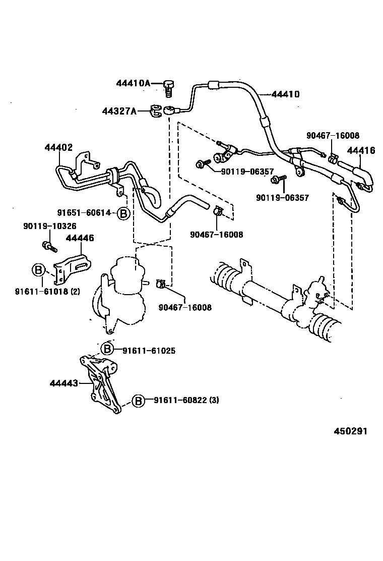 Toyota COROLLA 动力转向配管 EPC diagram — 450291