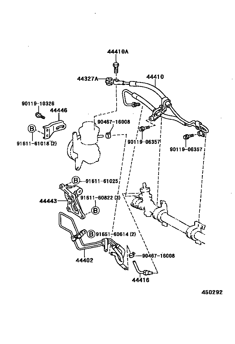 Toyota COROLLA 动力转向配管 EPC diagram — 450292