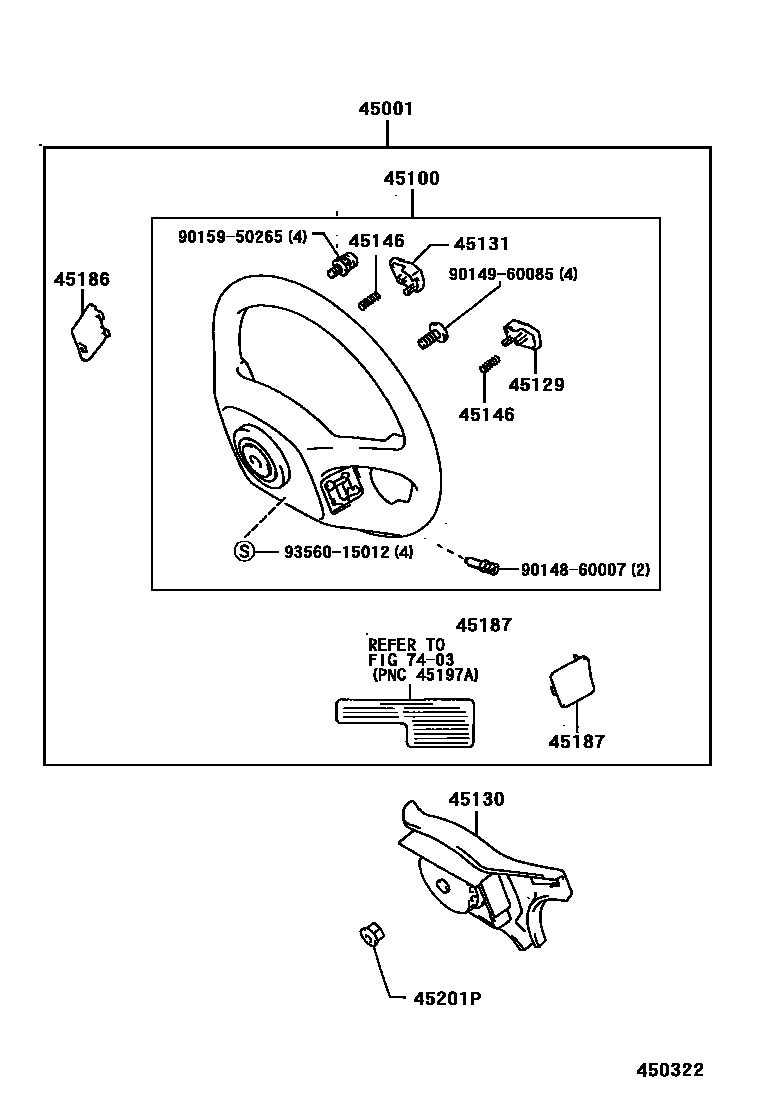 Toyota COROLLA Steering Wheel EPC diagram — 450426
