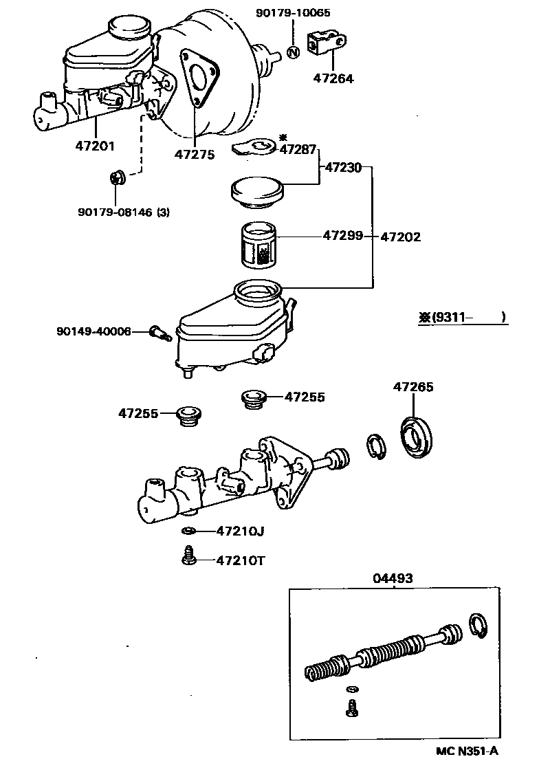 Toyota COROLLA 制动总泵 EPC diagram — MCN351A