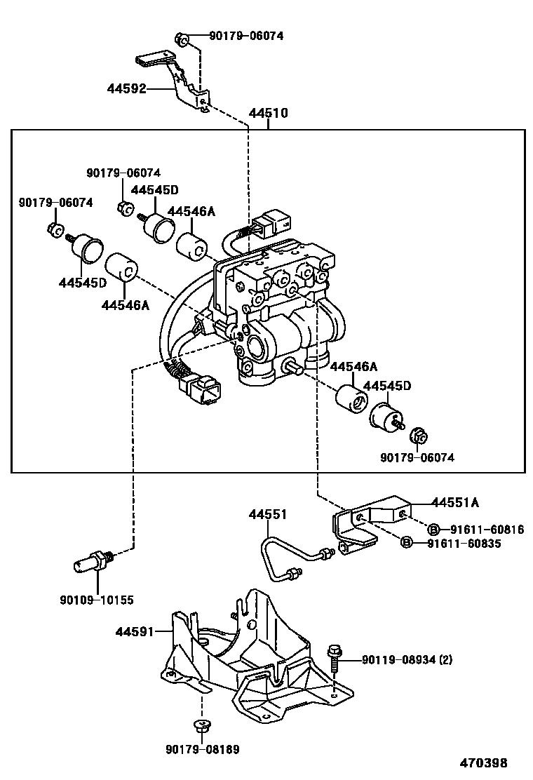 Toyota COROLLA 制动配管和卡箍 EPC diagram — 470398