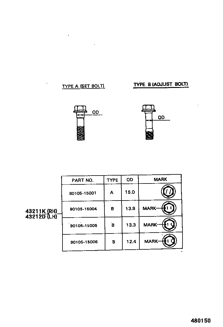 Toyota COROLLA 前桥控制臂和转向节 EPC diagram — 480150