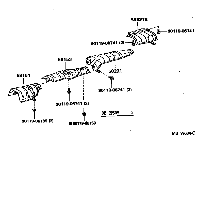 Toyota COROLLA 地板隔热垫 EPC diagram — MBW634C