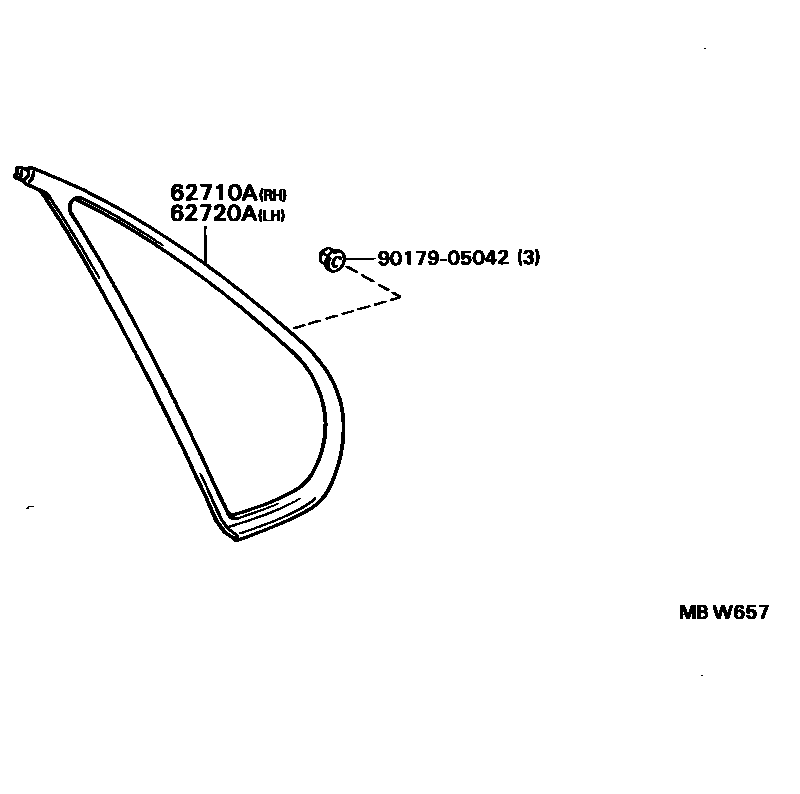 Toyota COROLLA 角窗 EPC diagram — MBW657