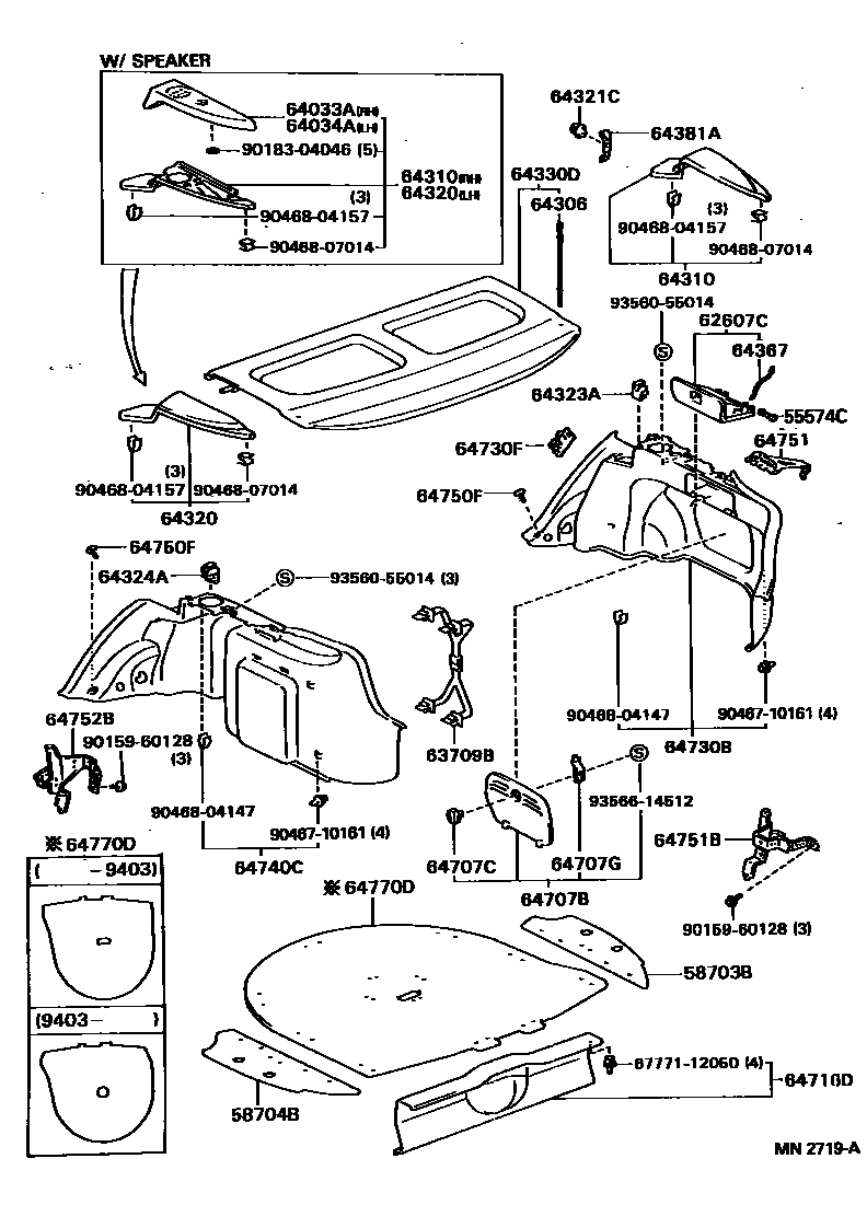 Toyota COROLLA 底板和底板装饰罩 EPC diagram — MN2719A