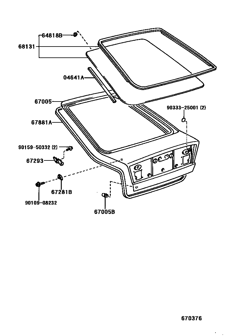 Toyota COROLLA 背门板和背门玻璃 EPC diagram — 670376