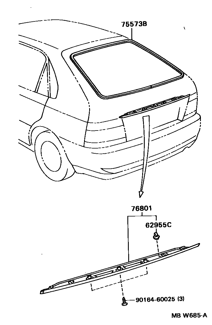 Toyota COROLLA 后防护条 EPC diagram — MBW685A