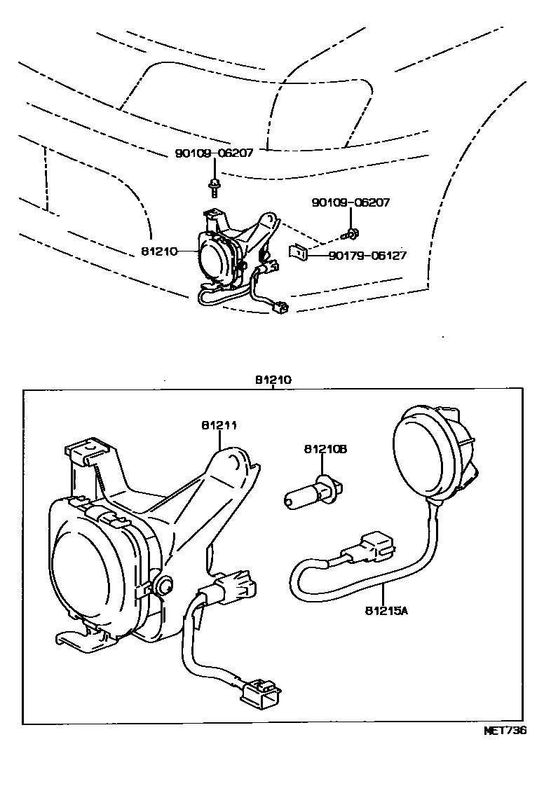 Toyota COROLLA Fog Lamp EPC diagram — MET736