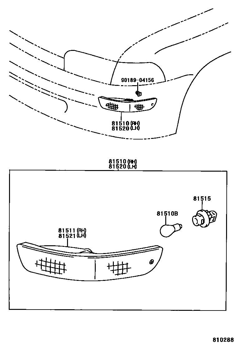 Toyota COROLLA 前转向灯 EPC diagram — 810288