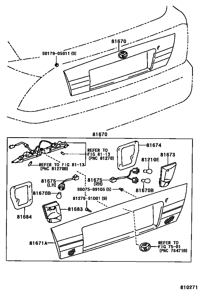 Toyota COROLLA 倒车灯 EPC diagram — 810271