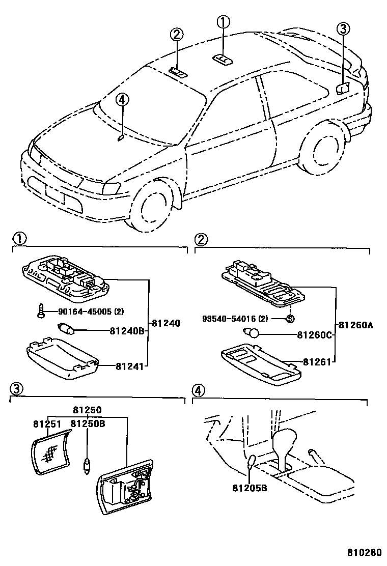 Toyota COROLLA 车内灯 EPC diagram — 810280