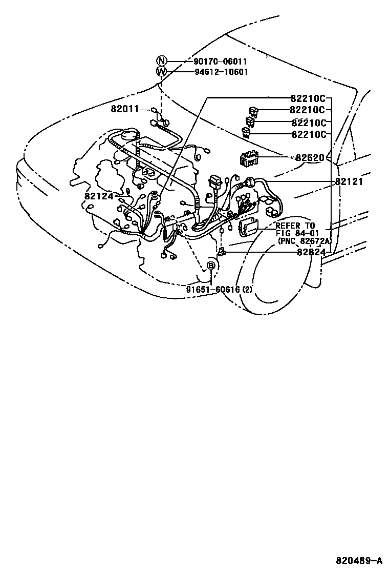 Toyota COROLLA 线束和卡夹 EPC diagram — 820489A