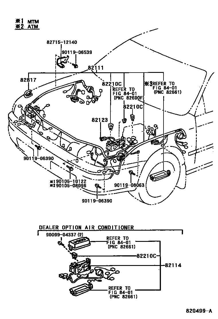 Toyota COROLLA 线束和卡夹 EPC diagram — 820499A