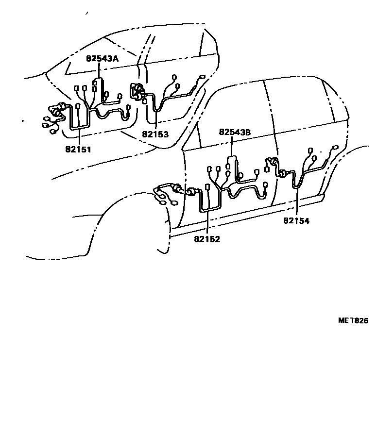 Toyota COROLLA 线束和卡夹 EPC diagram — MET826