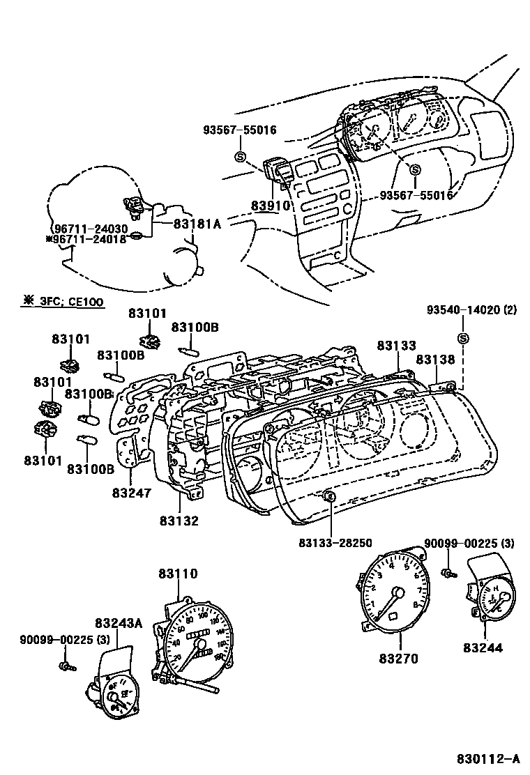 Toyota COROLLA 仪表 EPC diagram — 830112A